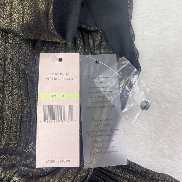 Nanette Nanette Lepore Accordion Pleated Midi Dress Size 4 Black Gold Cocktail - Picture 9 of 16